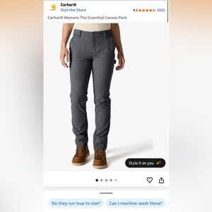 Carhartt Womens The Essential Canvas Pant Dark Gray